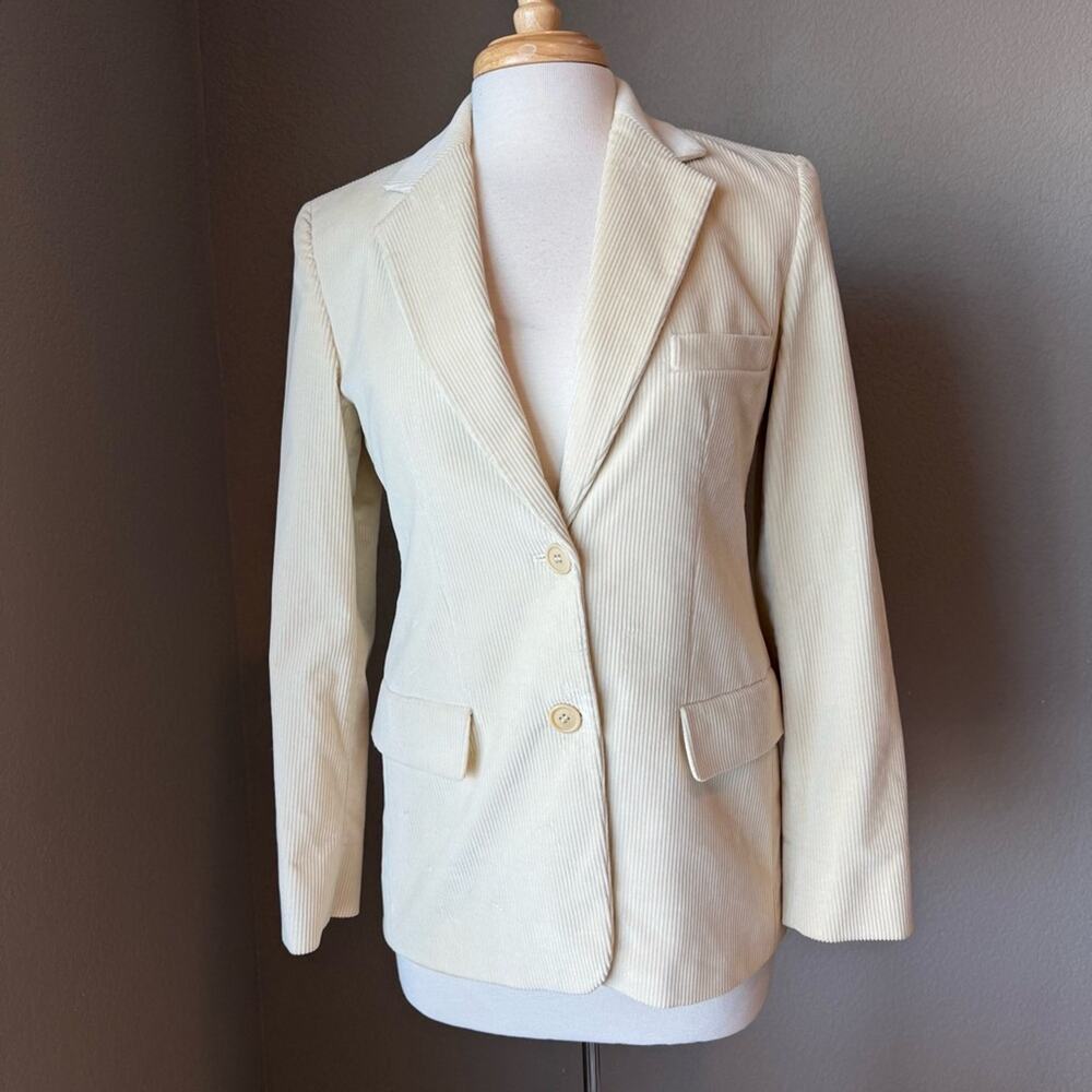 Max Mara Ivory Corduroy Tailored Blazer Jacket Size 6 Italy